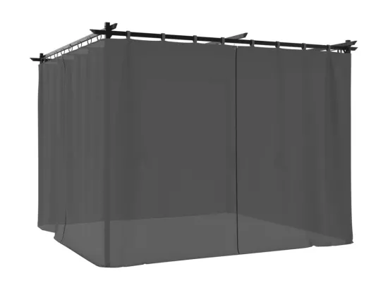 Tonnelle avec rideaux anthracite 3x3 m acier