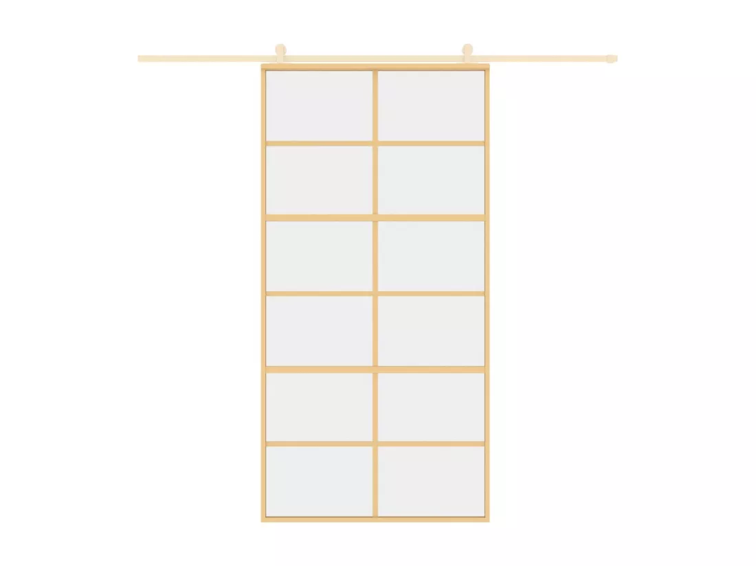 Porte coulissante doré 102,5x205cm verre ESG clair et aluminium