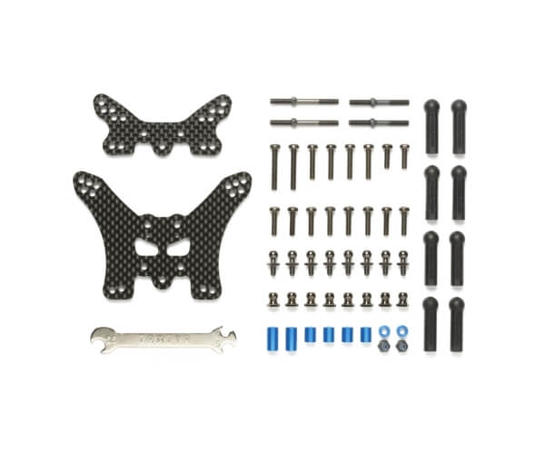 TT-02B Carbon Dämpferbrücken-Set vorne/hinten