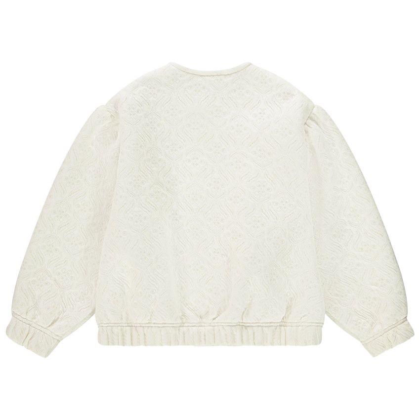 Gilet en molleton quilté et manches ballon pour fille - Ecru