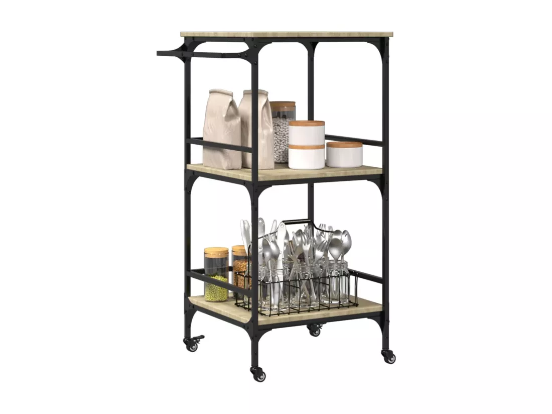 Chariot de cuisine chêne sonoma 60,5x50x105cm bois d'ingénierie