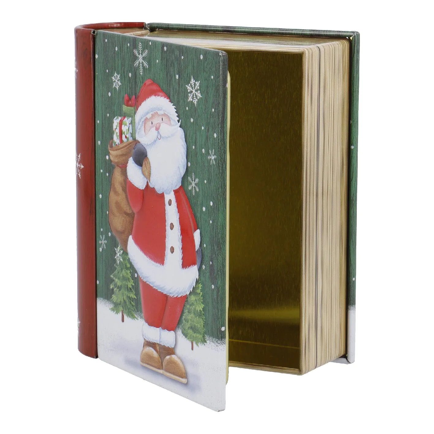 Keksdose Mini-Buch, Weihnachtsmann/Sack, 10 x 12 cm