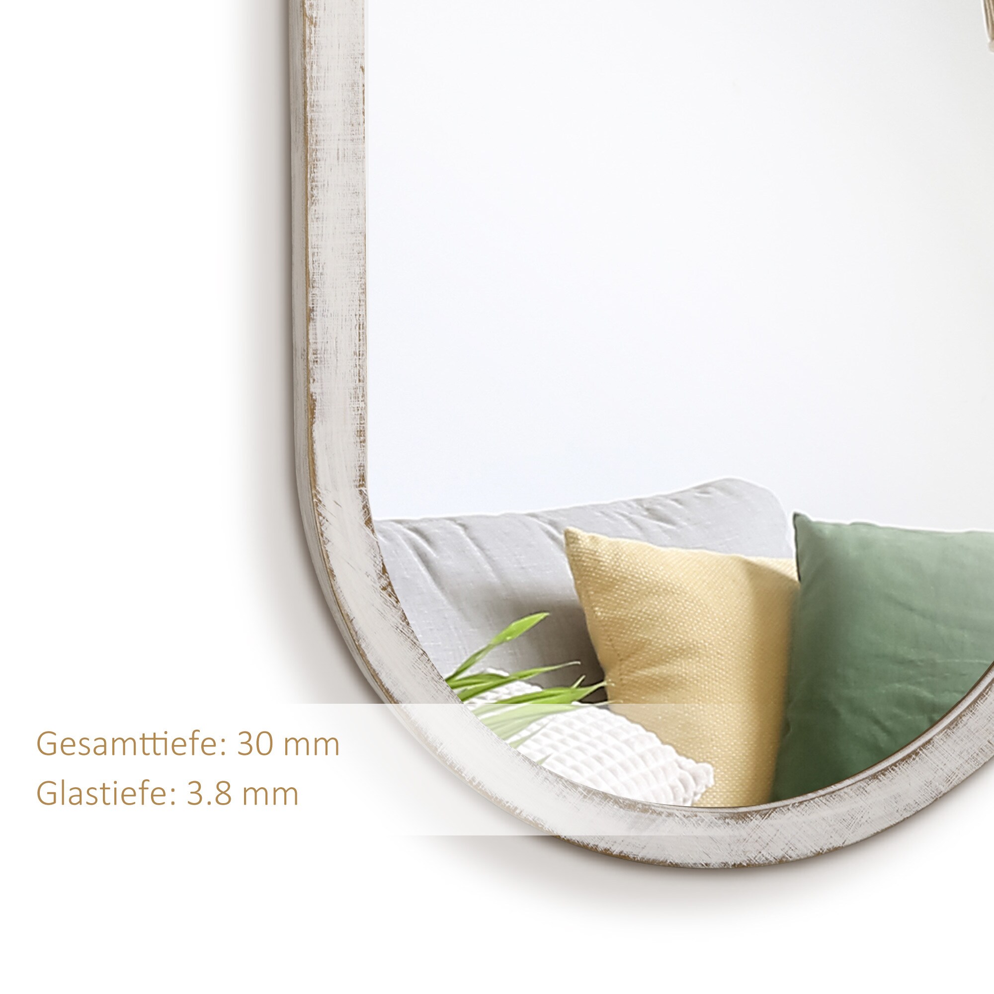 HOMCOM Wandspiegel mit eingebauten Haken weiß 50L x 3B x 90H cm