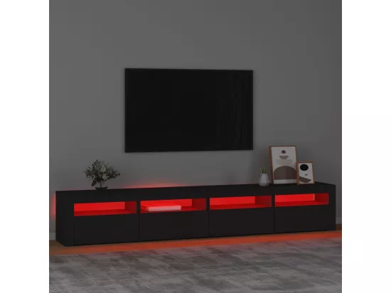 Meuble TV avec lumières LED Noir 240x35x40 cm