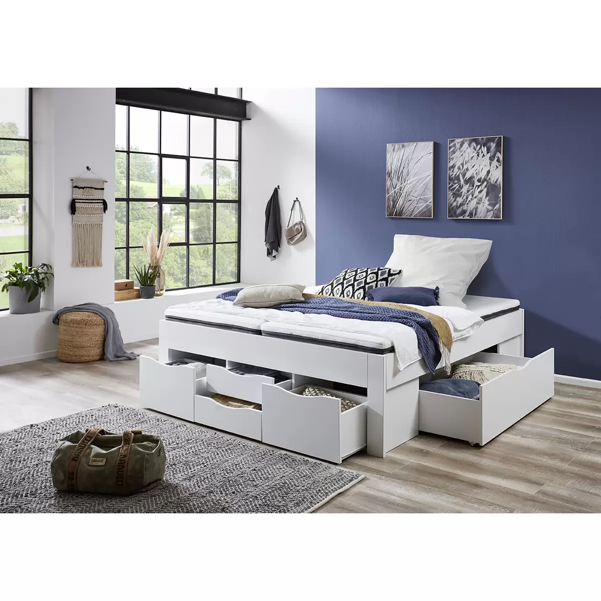 Stauraumbett Noah 180x200 weiss