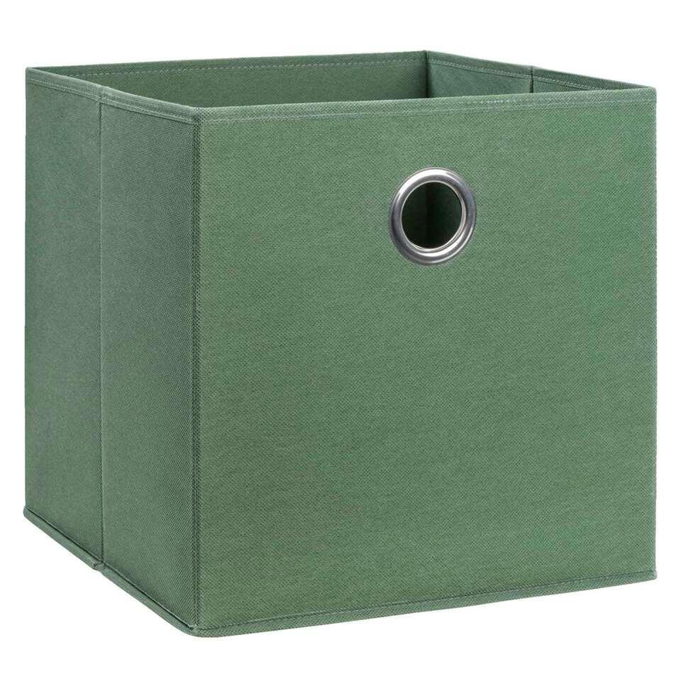 Opbergbox Parijs - olijfgroen - 31x31x31 cm