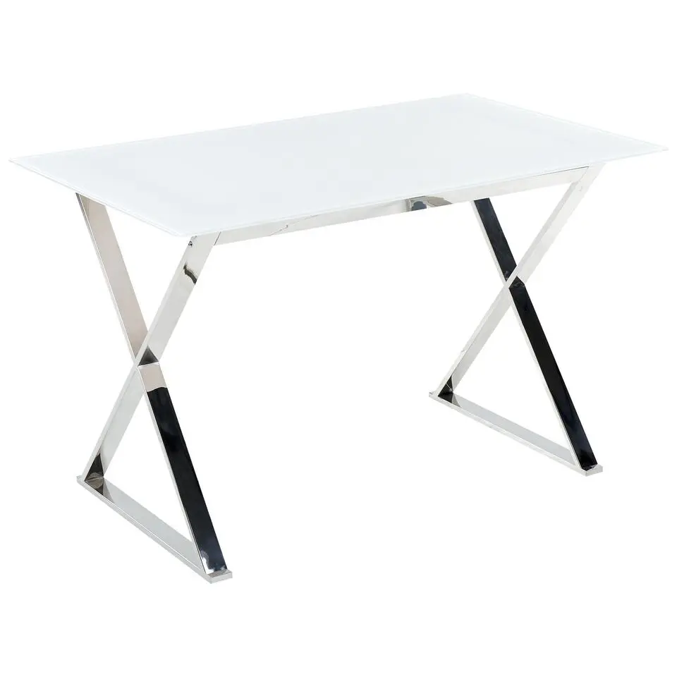 ATTICA - Eettafel - Wit/Zilver - Veiligheidsglas