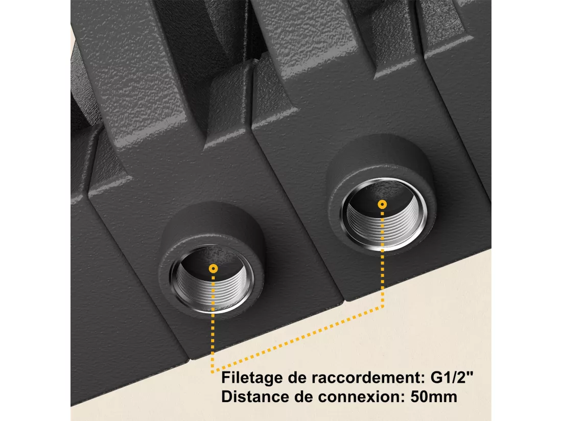 EMKE Radiateur eau chaude horizontal en acier H.60 × L.59,4 cm 969 W Le design Chauffage central anthracite