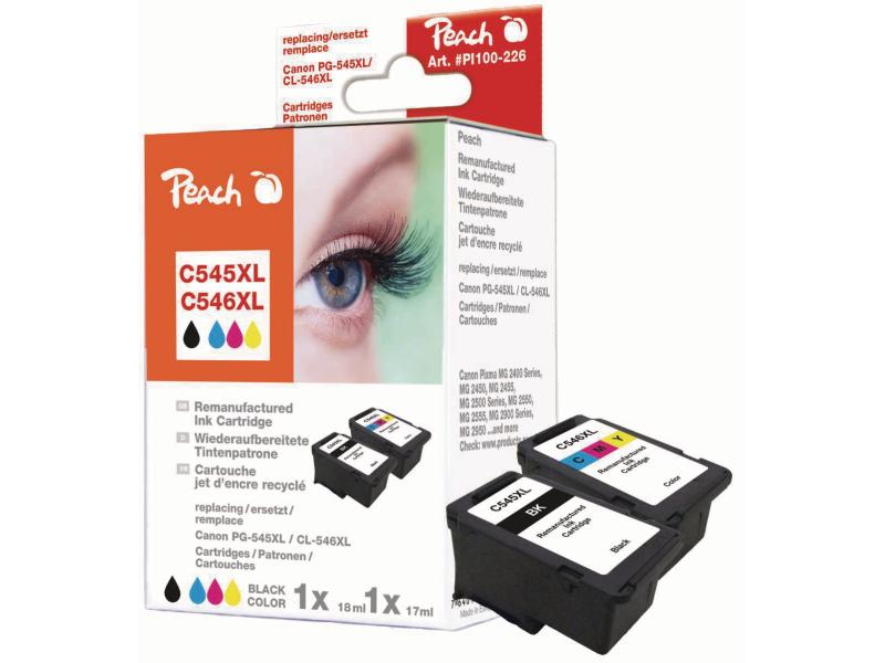 Peach Tintenset Canon PG-545XL / CL-546XL BK, C, M, Y Tinte, Black, Color
