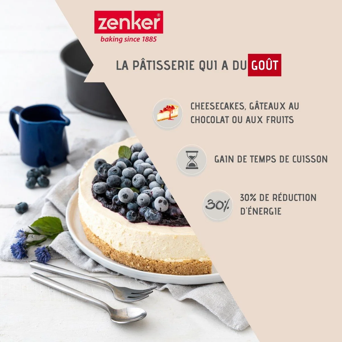 Moule à manqué à charnière fond en verre 26 cm Energy Zenker
