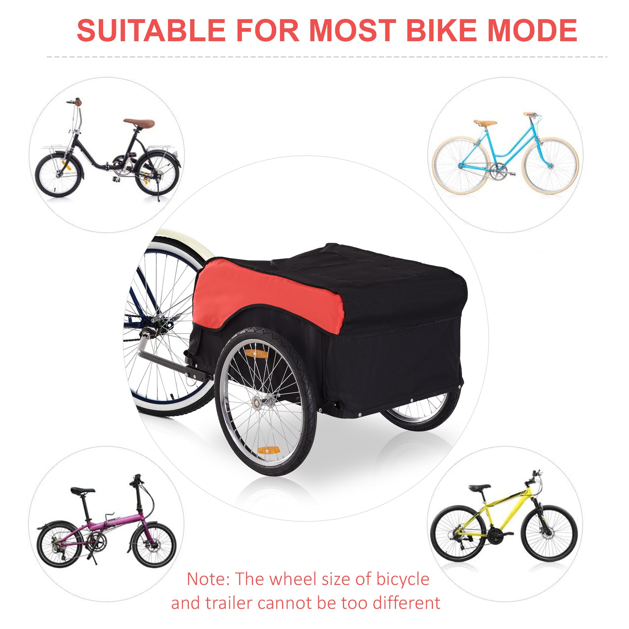 HOMCOM Transportanhänger fürs Fahrrad 135 x 75 x 64 cm (LxBxH)