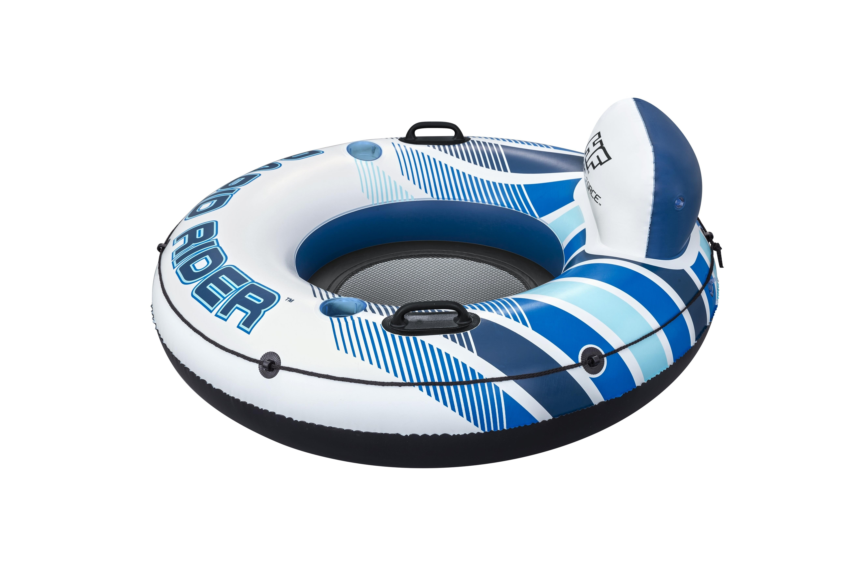(Ø135cm) Hydro-Force Rapid Rider Schwimmringsessel Aufblasbare Wasser Luftmatratze Liegesofa Badeinsel (43116) - Blau / Weiss