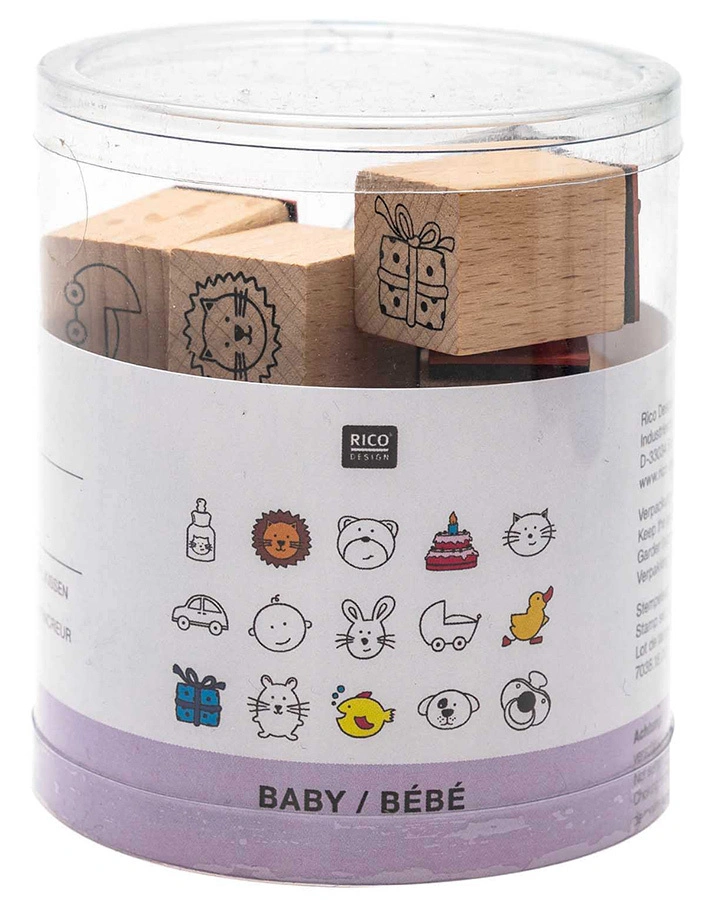 Stempel-Set BABY 15er-Pack aus Holz