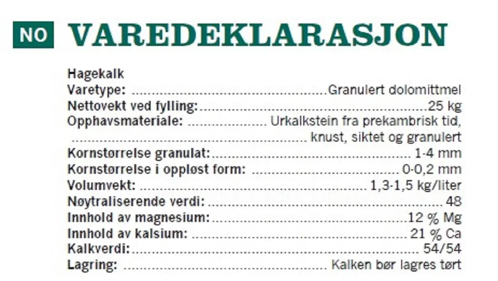 Hagekalk 25 kg