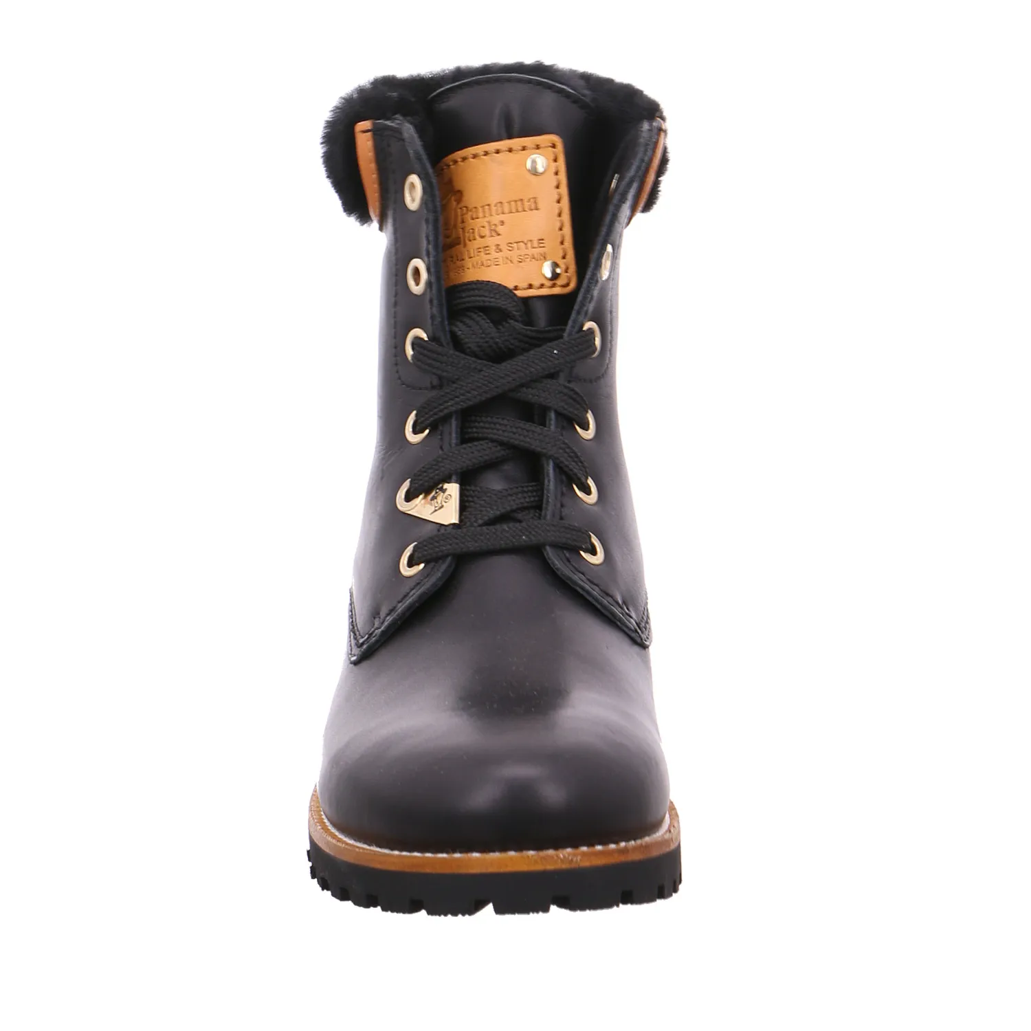 PANAMA JACK Boot Schwarz Leder  mit Lammfellfutter