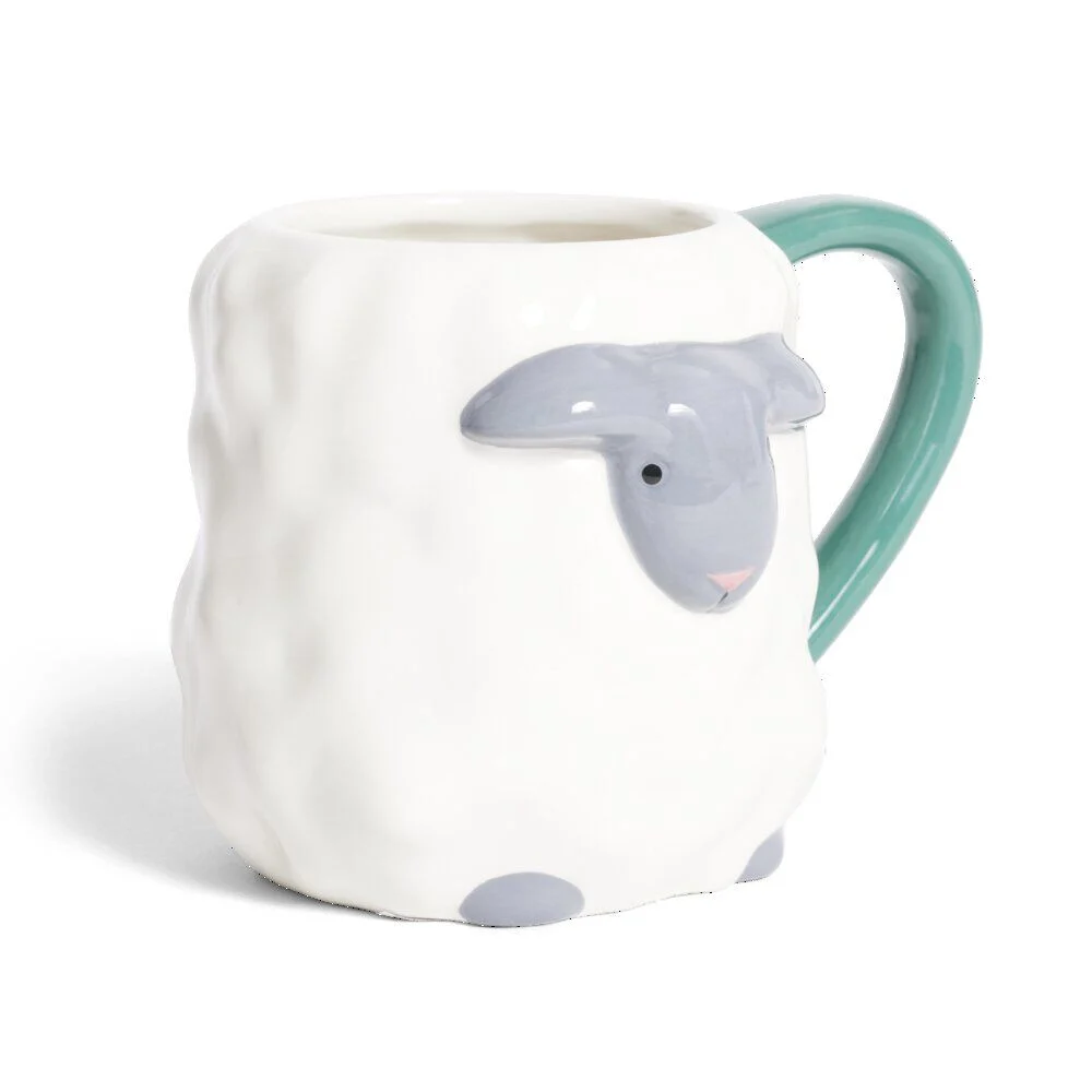 Mug mouton dolomite blanc et gris Ø10xH10cm