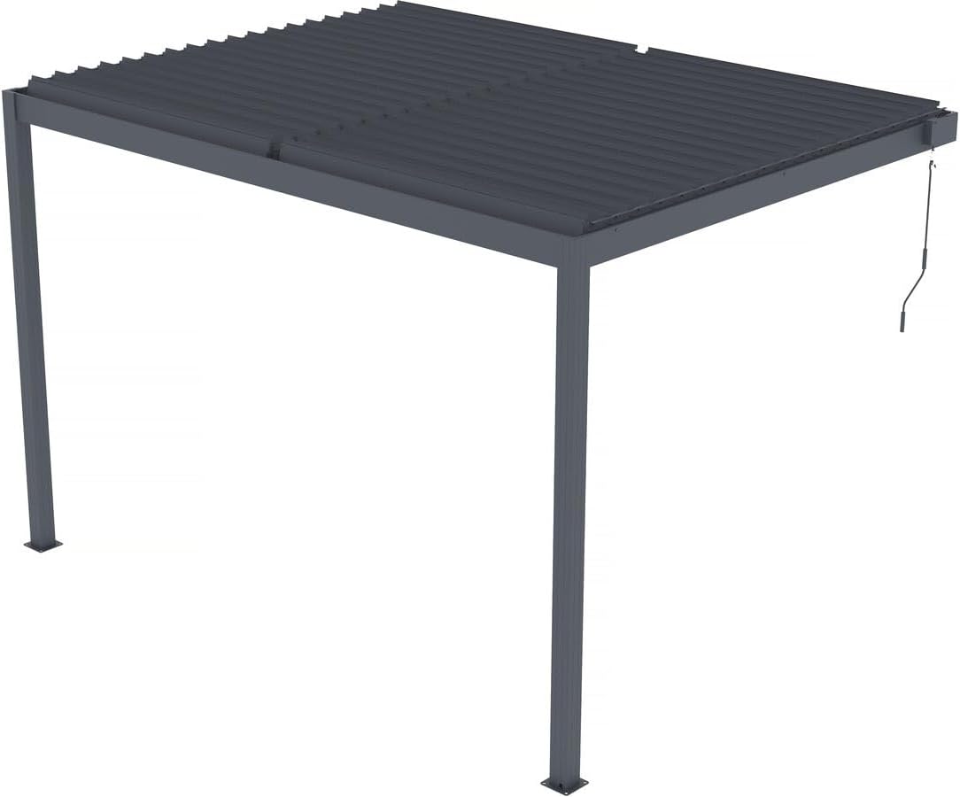 Habitat et Jardin Bioklimatische Pergola mit LED zum Anbau Windsor - 3 x 4 m - Anthrazit