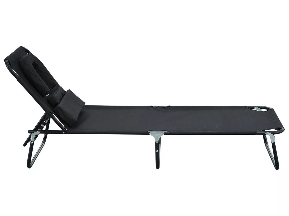 Transat de jardin chaise longue pliante bain de soleil pour lecture noir