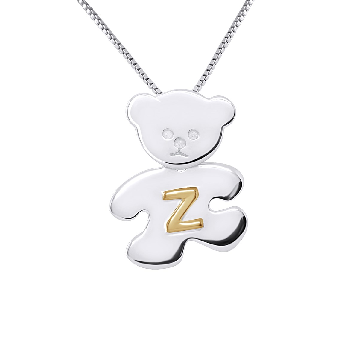 Pendentif OURSON Argent - Lettre Z plaqué Or Jaune