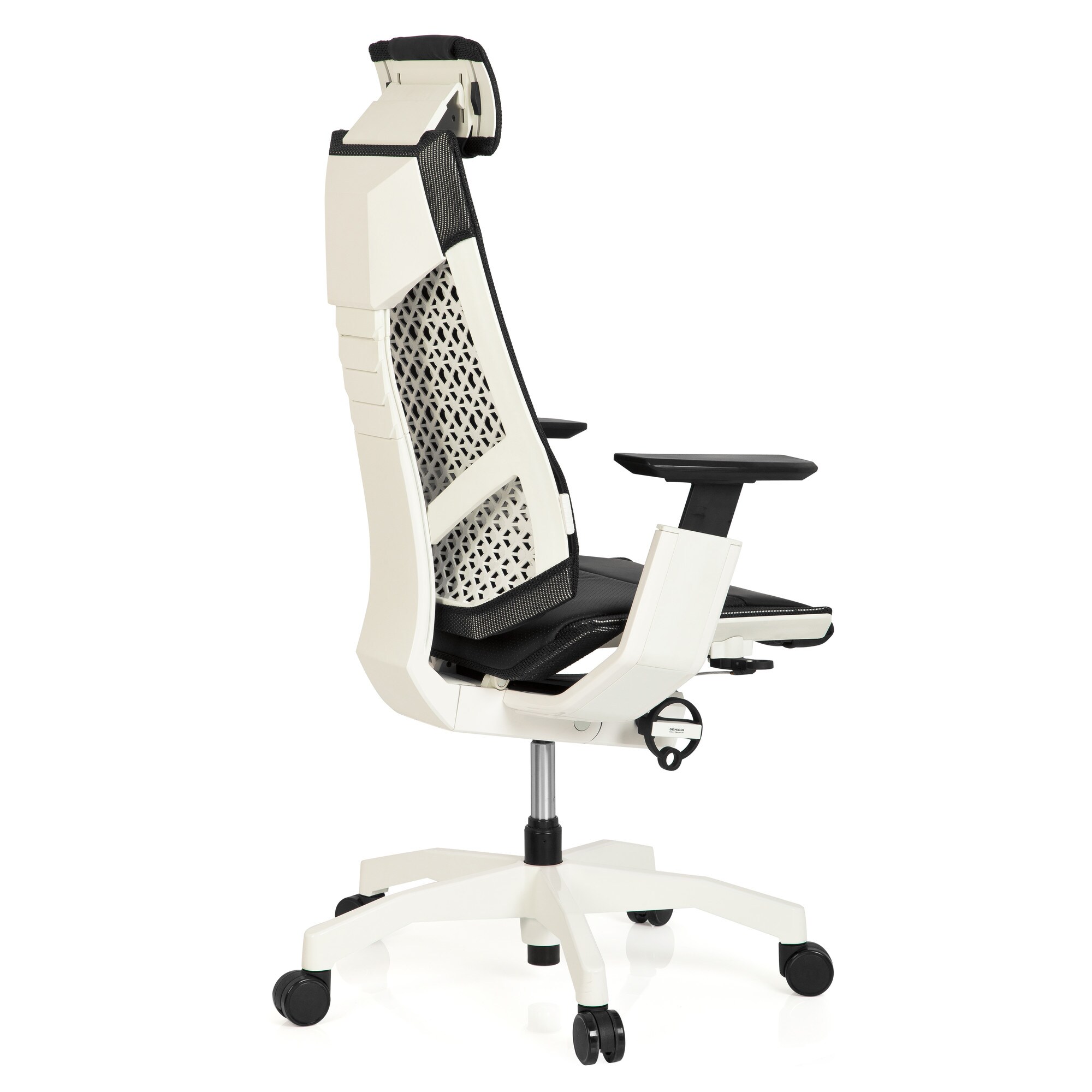 High End Bürostuhl GENIDIA PRO WHITE Leder mit Armlehnen hjh OFFICE