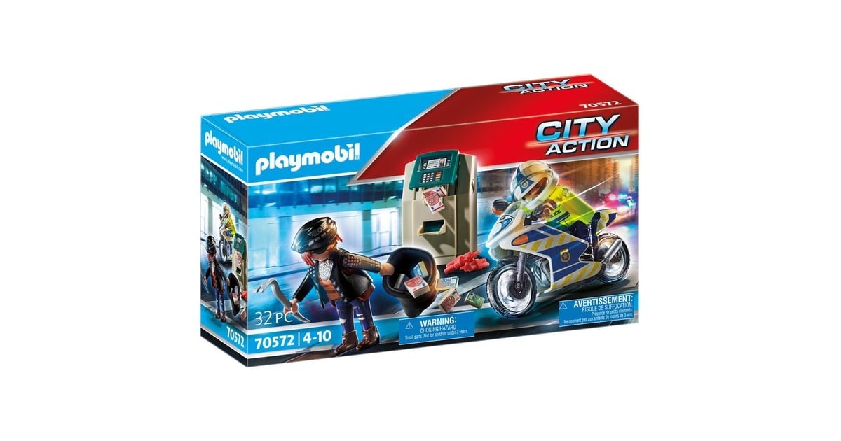 PLAYMOBILCity Action - Politiemotor: achtervolging van de geldrover Constructiespeelgoed  (70572)