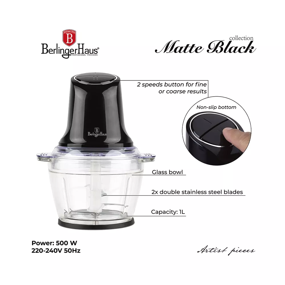 Berlinger Haus Zerkleinerer 1 Liter Black Silver Collection