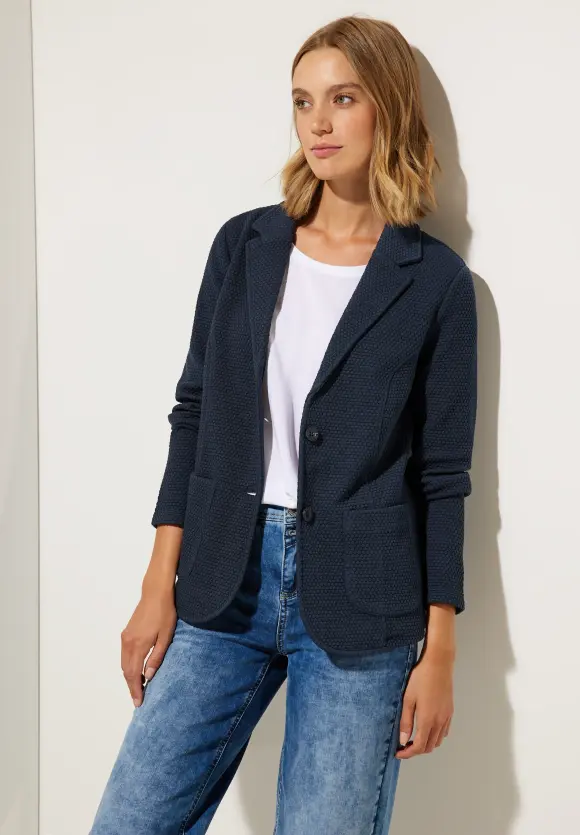 Struktur Blazer mit Taschen - deep blue