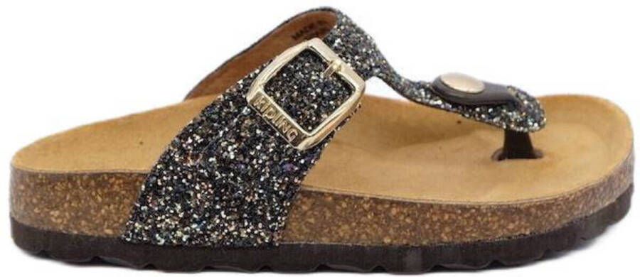 Kipling teenslipper zwart goud Imitatieleer All over print 34