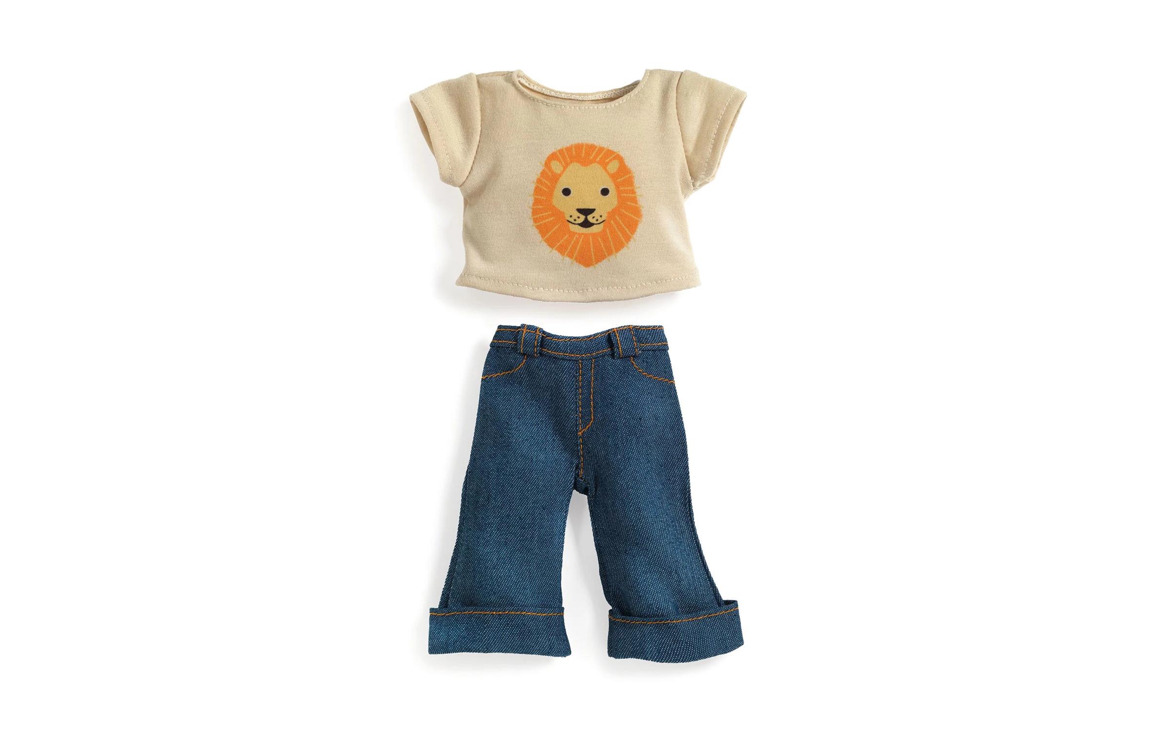 Pomea Kleiderset Lovely IvoryCasual Outfit für Puppen mit Löwen-Print