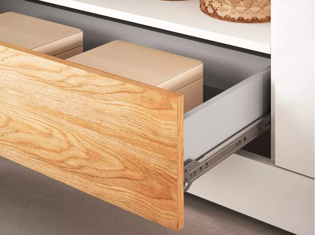 Buffet 4 portes avec LEDs - Blanc laqué et naturel - LADENYA