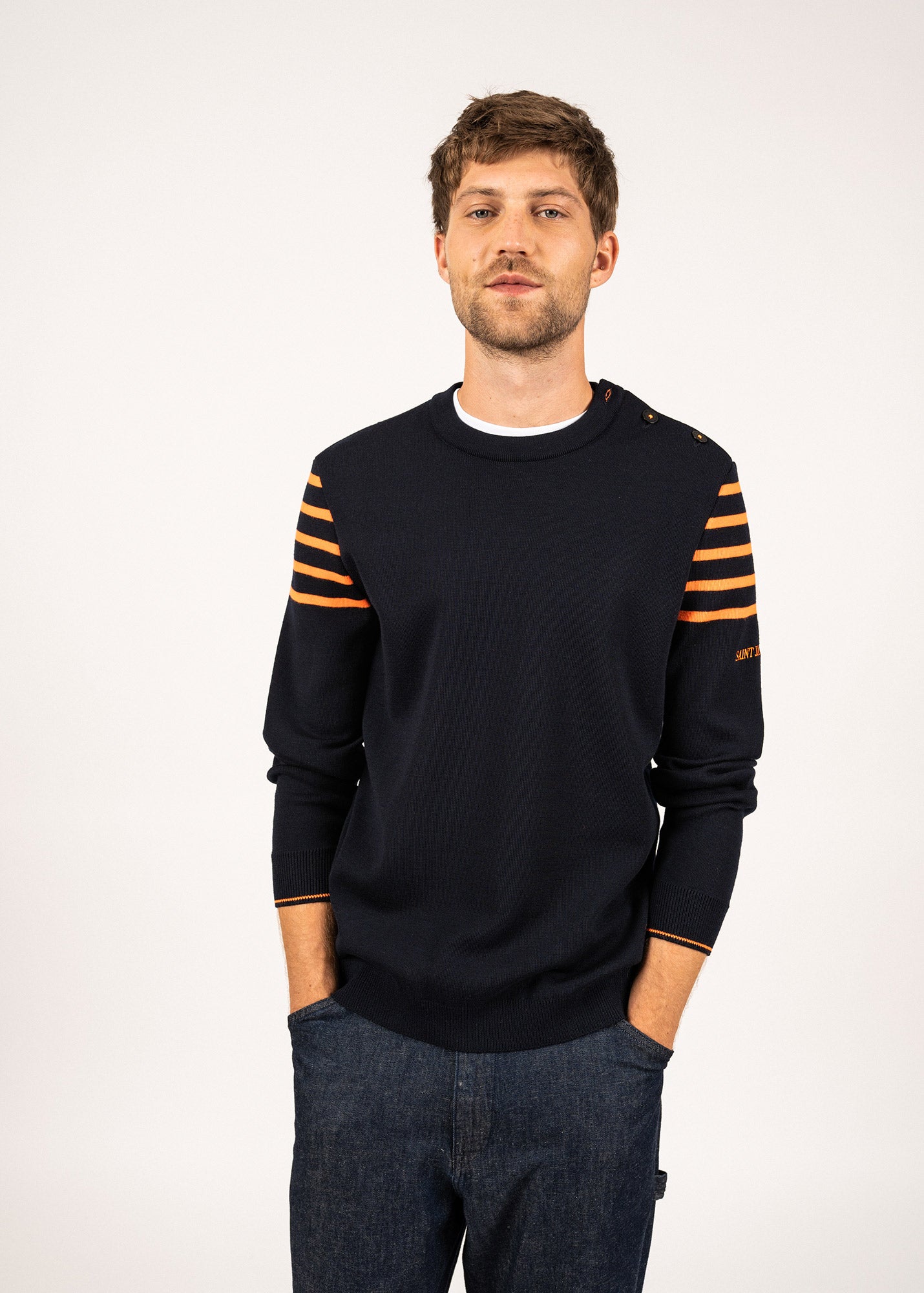 Pull marin Sablons à empiècement rayé épaule