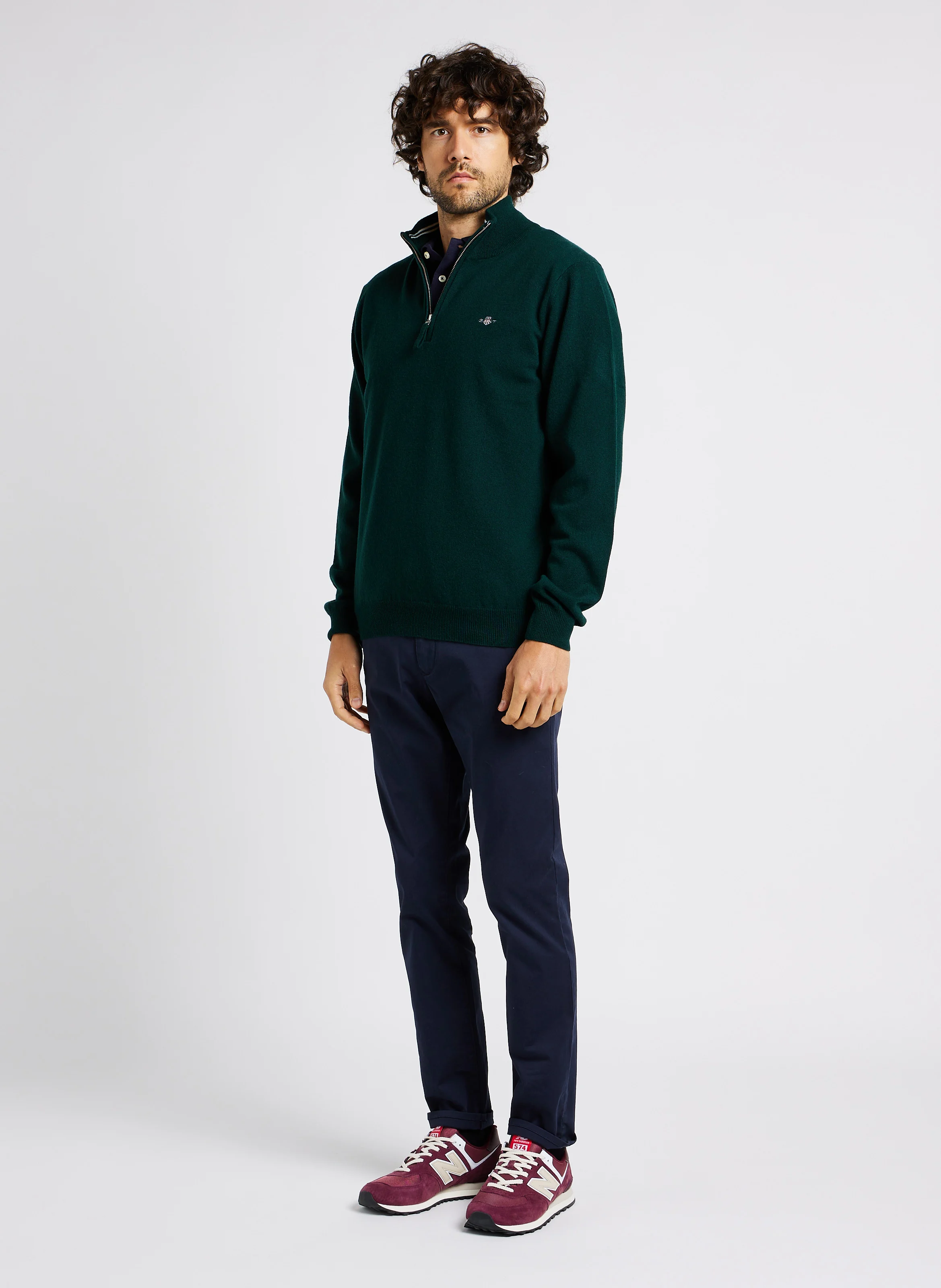 Polo col classique droit en coton| Bleu