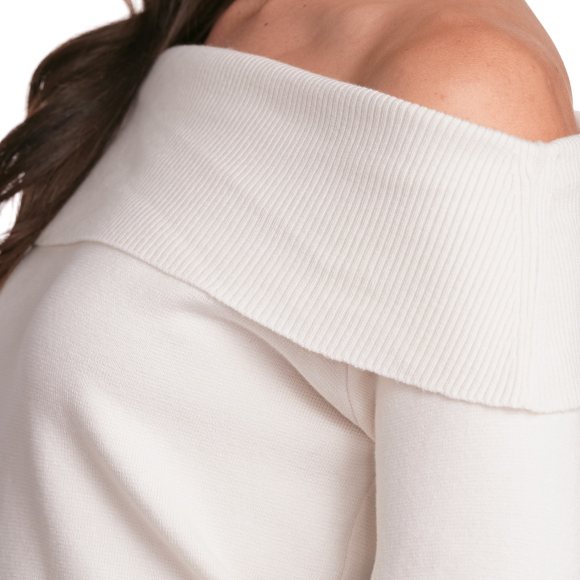 Gina Collection Damen Strickpullover mit Rippenbündchen creme