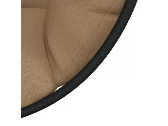 Chaise suspendue en forme d'œuf et support taupe rotin et acier