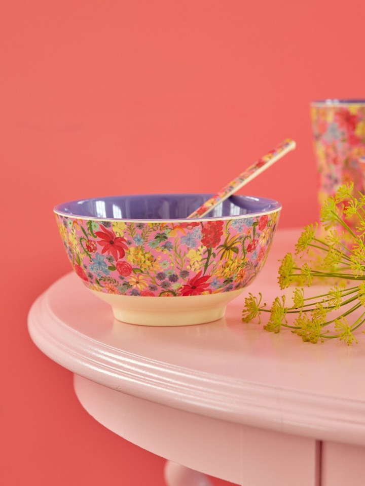 Rice - Melamine Bowl with Swedish Flower Print - Medium - 700 ml