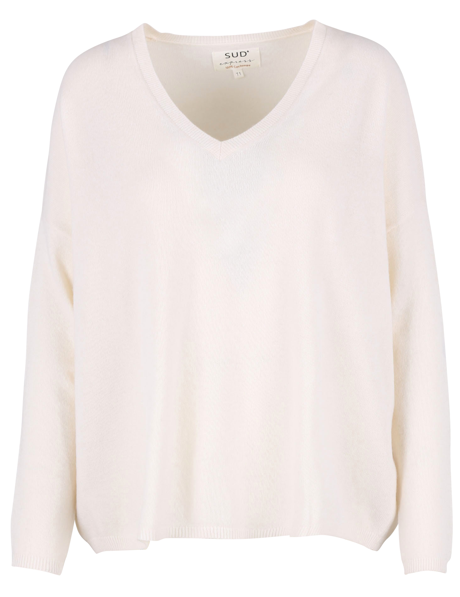 MONJOE - Pull col v en cachemire| Blanc
