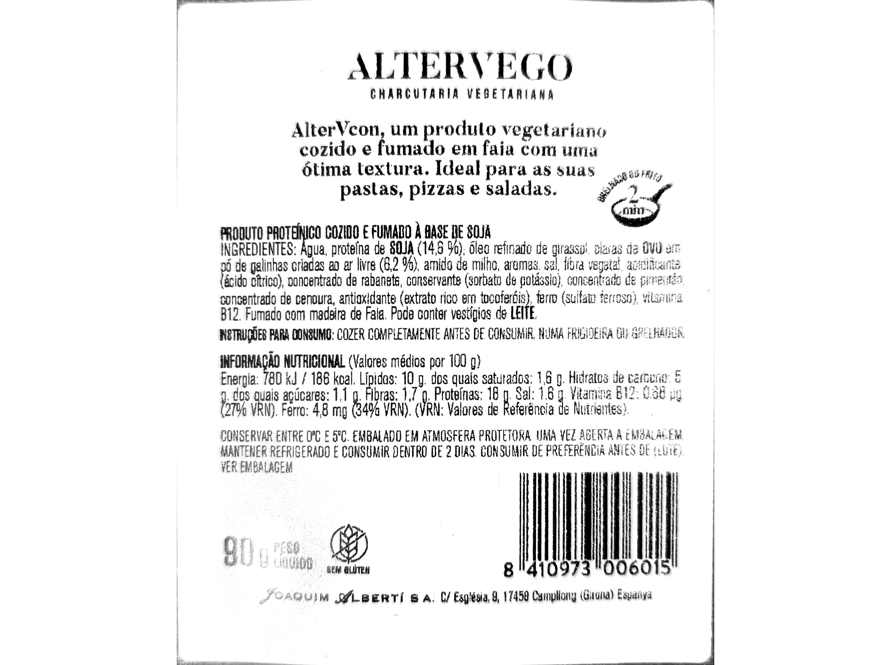 FATIAS ALTERVEGO SABOR FUMADO 90G