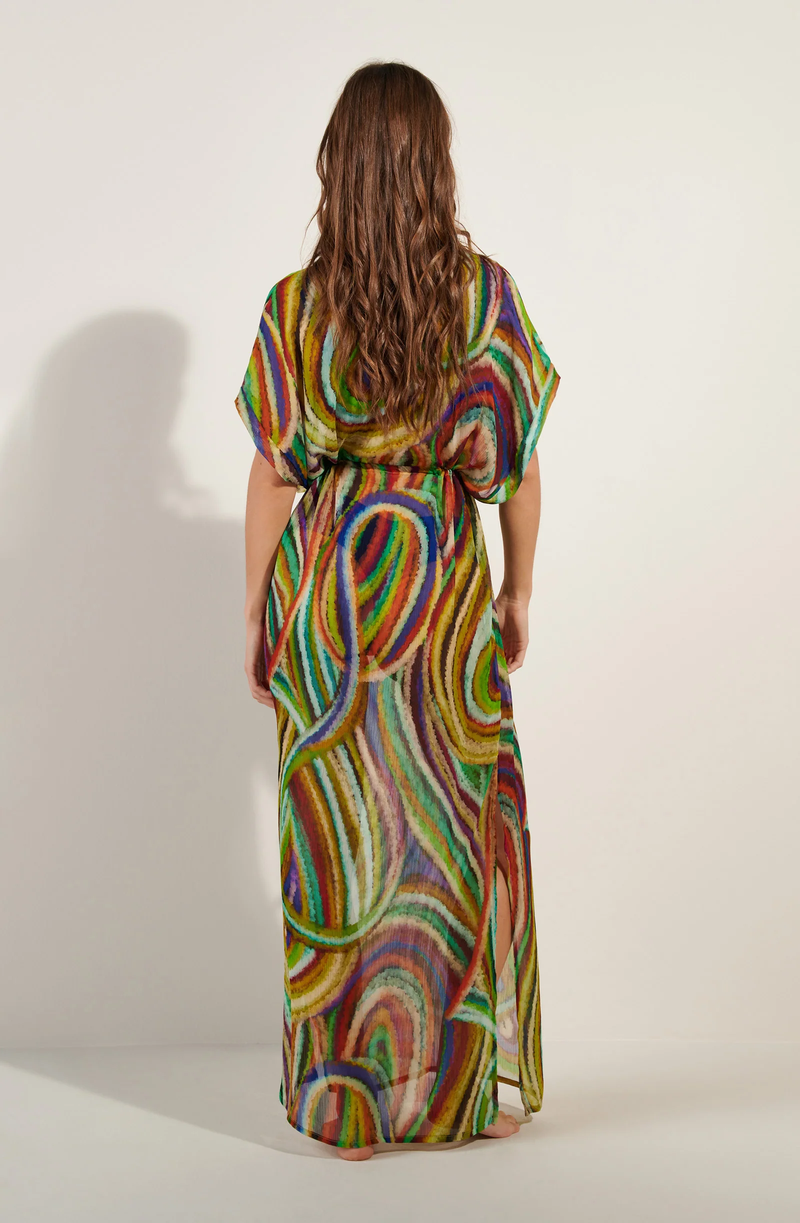 norie Robe longue à manches amples imprimé MULTICOLORE Voile multicolore