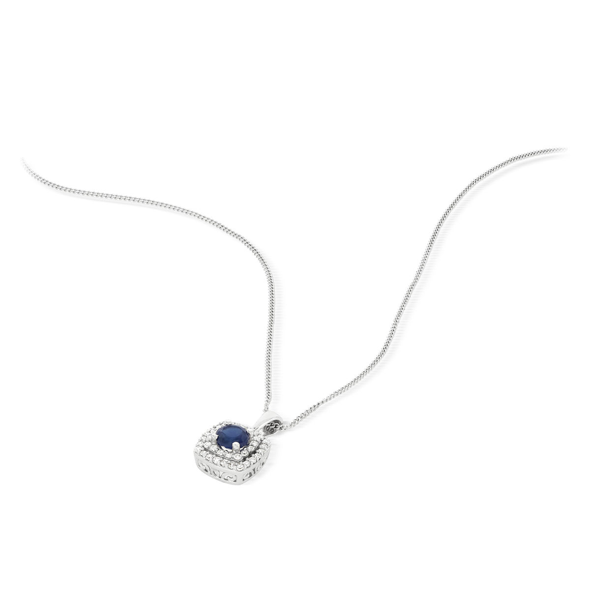 Collier MATY Or 750 blanc Saphir et Diamants