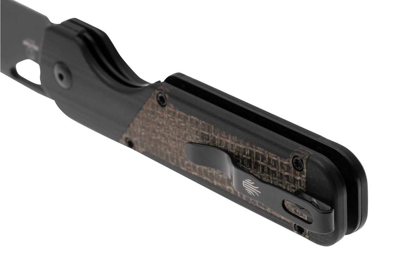 Kizer Vanguard Militaw V3634A1 Liner Lock, Black Nitro-V, Black G10, Burlap Micarta Inlay, zakmes, Jonathan Styles design