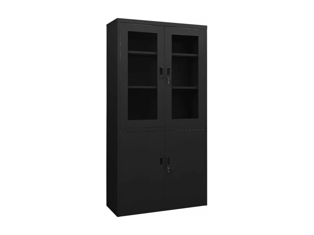 Armoire de bureau Noir 90x40x180 cm Acier