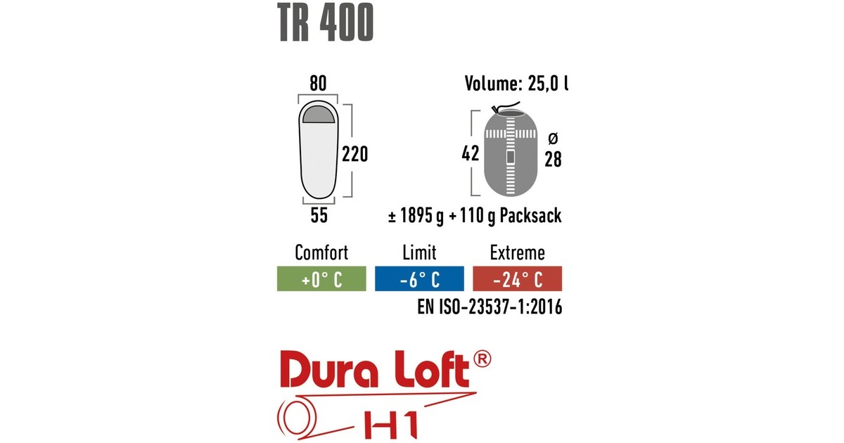 High PeakTR 400 slaapzak  (Donkerrood/grijs)