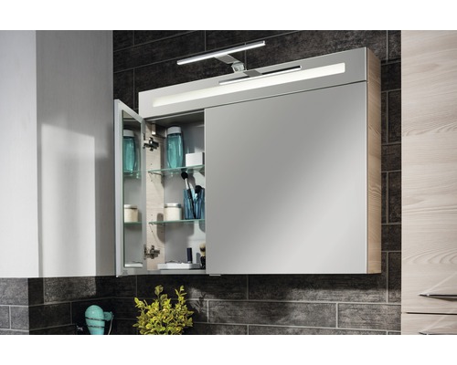 FACKELMANN B.clever spiegelkast 90 x 16 x 71 cm Alaska essen 2-deurs LED IP 20
