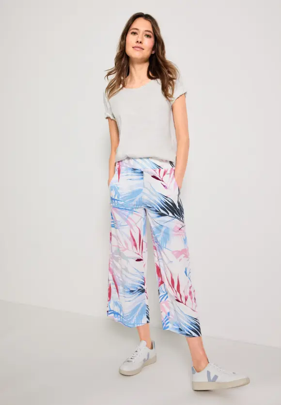 Casual Fit Hose mit Print - vanilla white