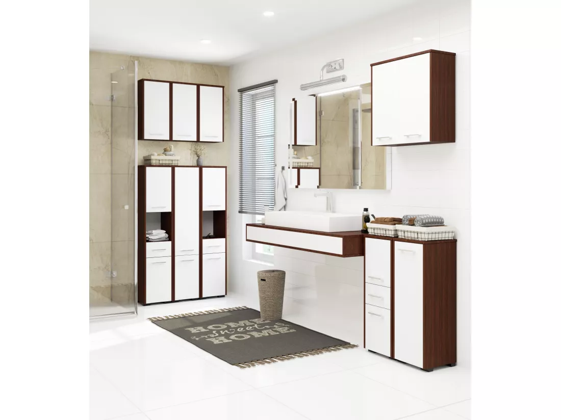 meuble machine a laver 2 portes marron bl4 étagères 64x30x180 cm