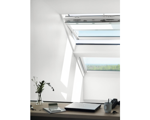 VELUX privacy rolgordijn, wit, op zonne-energie, wit frame, RSL C02 1028SWL