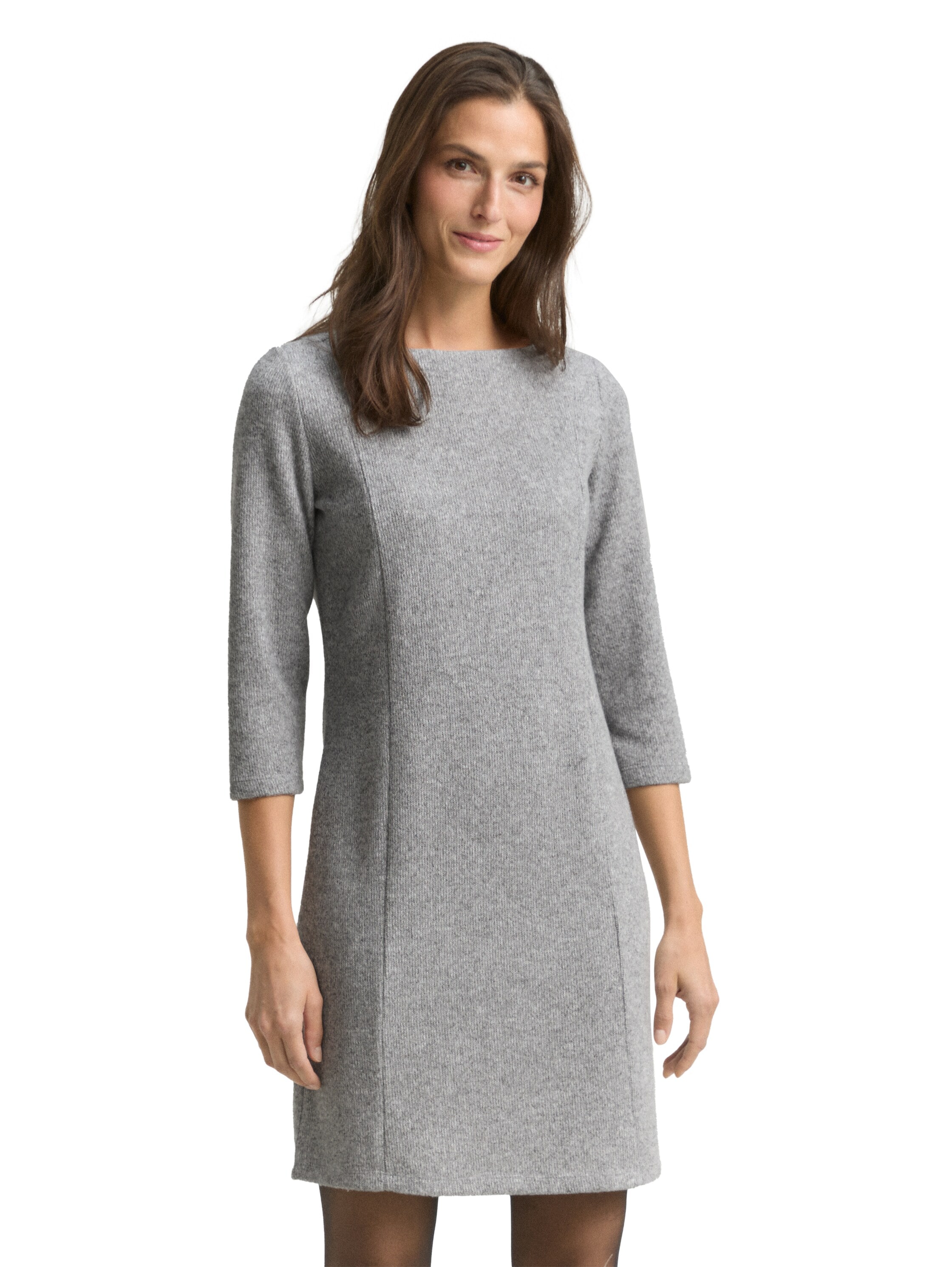 TOM TAILOR Strickkleid Ohne Taschen 3/4-Arm, Midi-Länge
