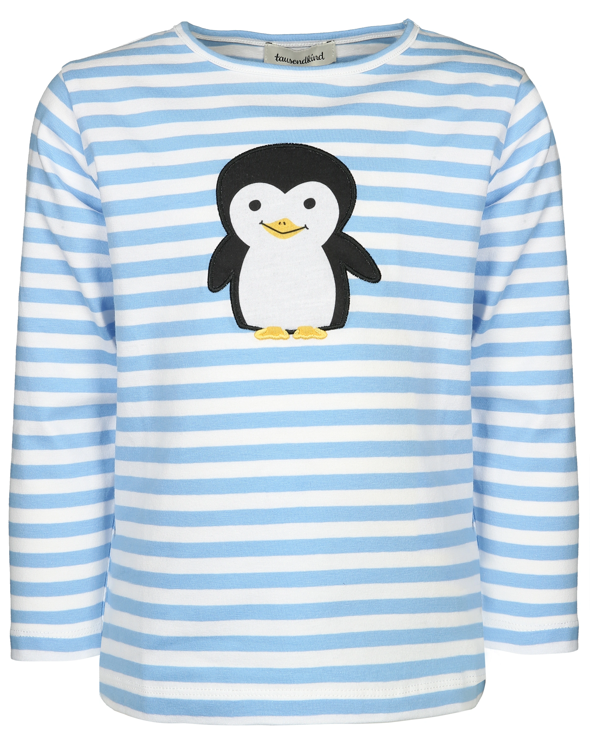 Langarmshirt PINGUIN PUCK gestreift in mittelblau/weiß