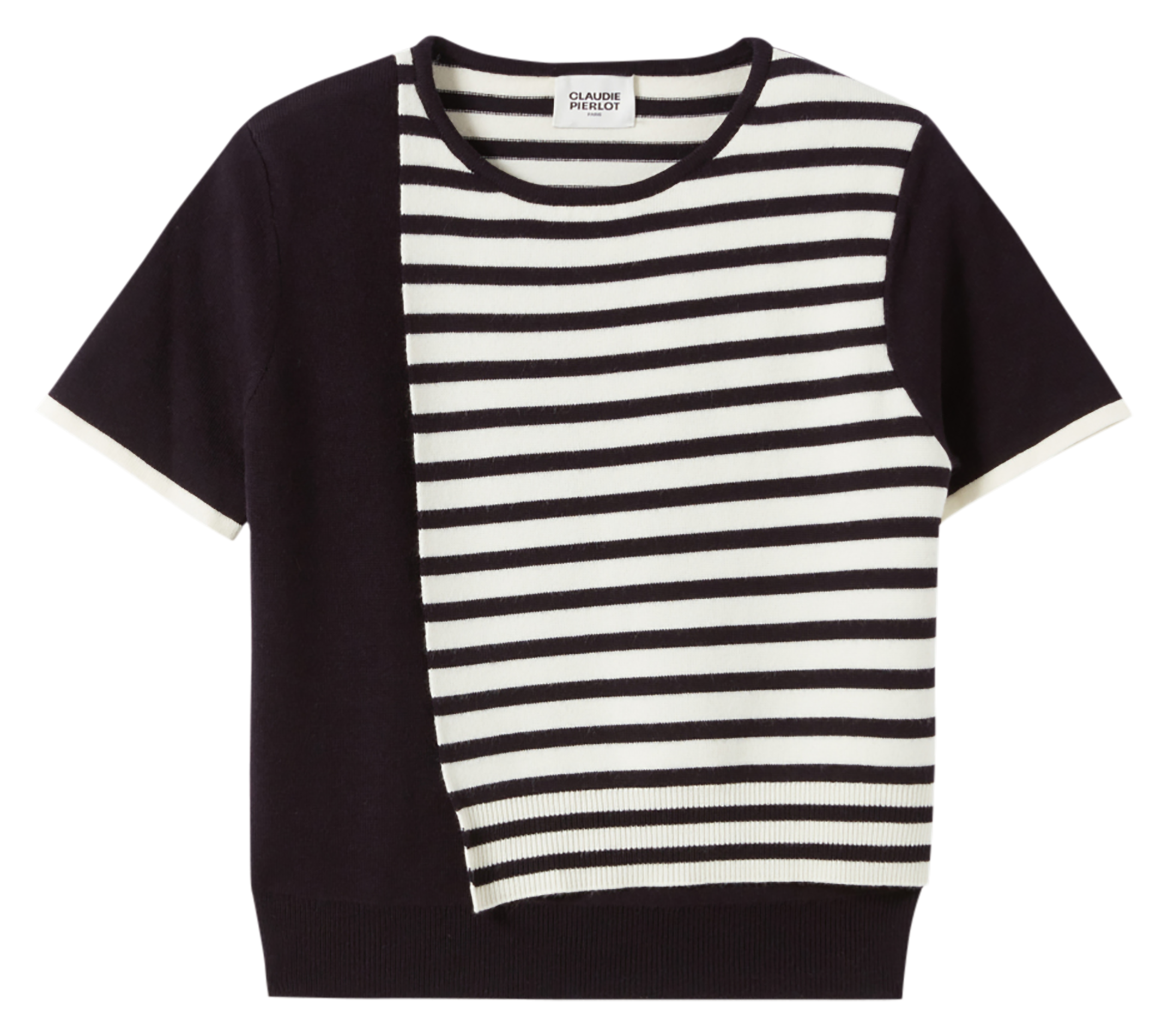 Pull manches courtes rayée en laine mélangée | Multicolore
