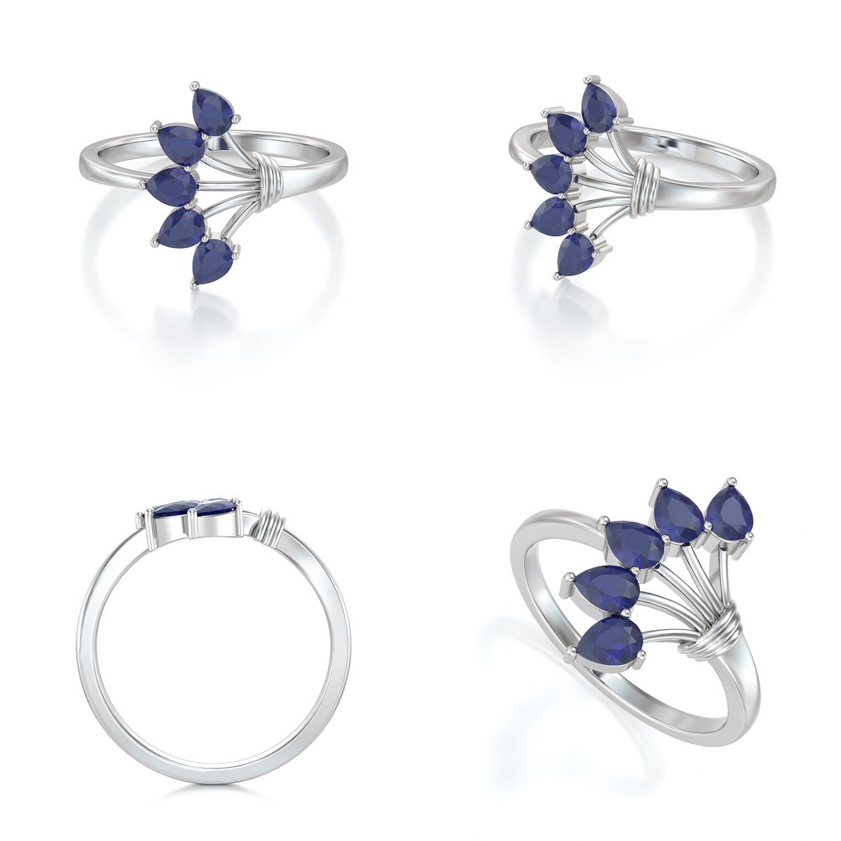 Bague ADEN Or 585 Blanc Saphir 2.65grs